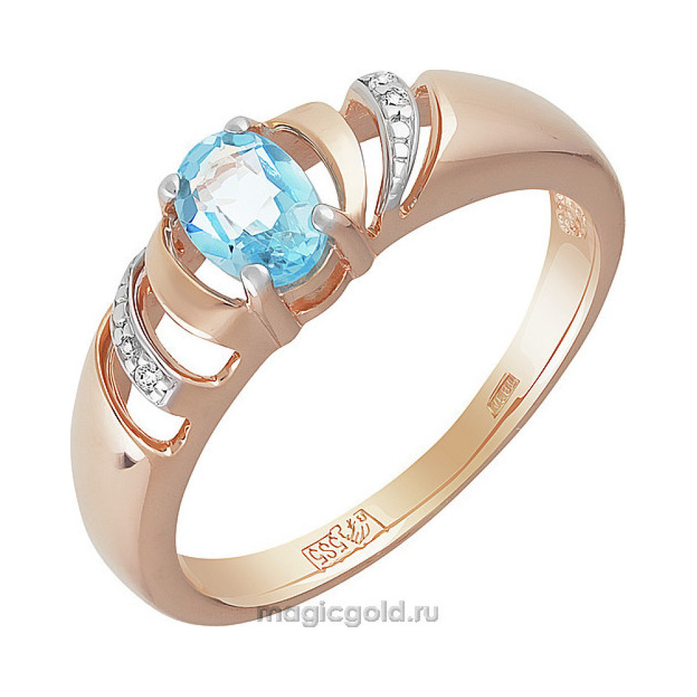 Золотое кольцо с топазом и фианитом № 160499