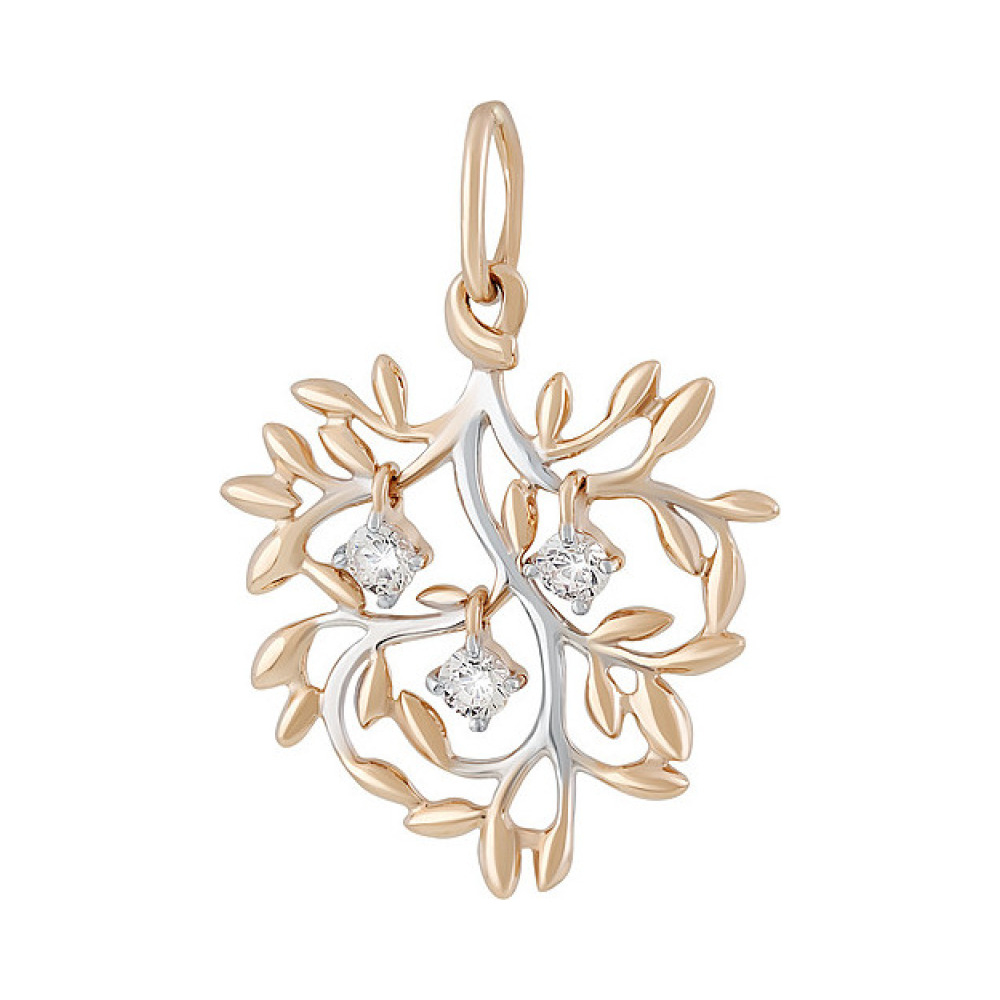 Золотая подвеска с фианитом № 135437