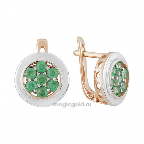 Золотые серьги с изумрудом № 160374