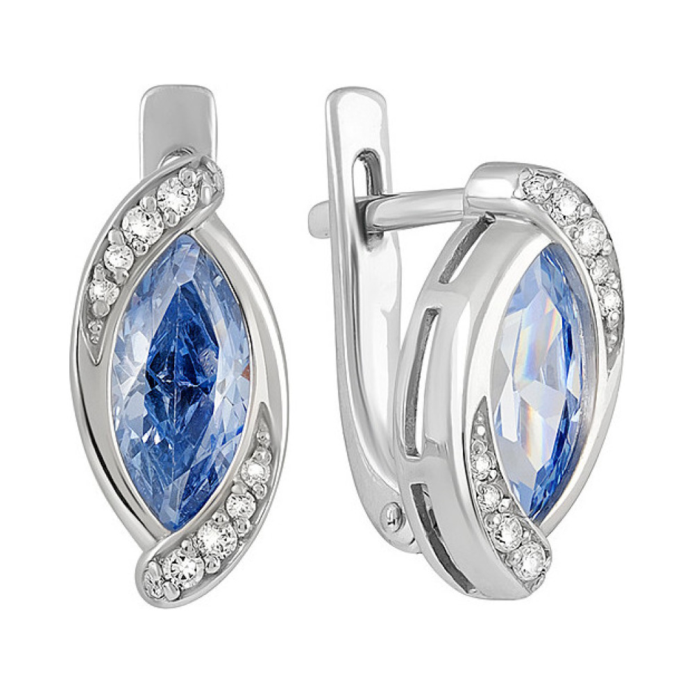 Серебряные серьги с фианитом № 132981