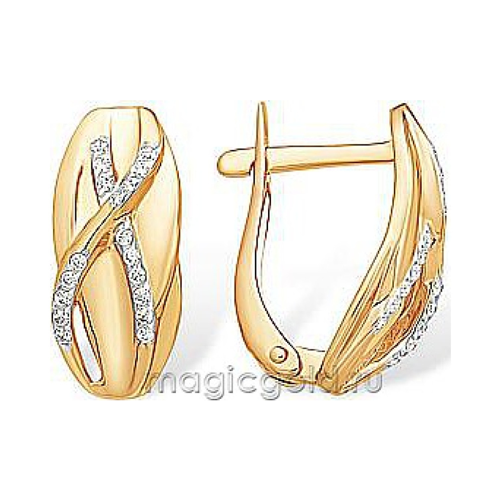 Золотые серьги с фианитом № 174210