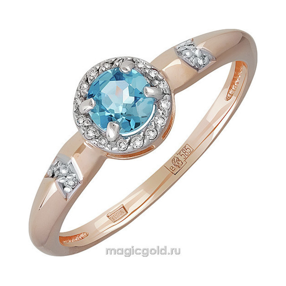 Золотое кольцо с топазом и фианитом № 141316