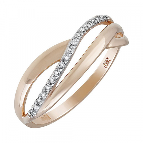 Золотое кольцо с фианитом № 136009