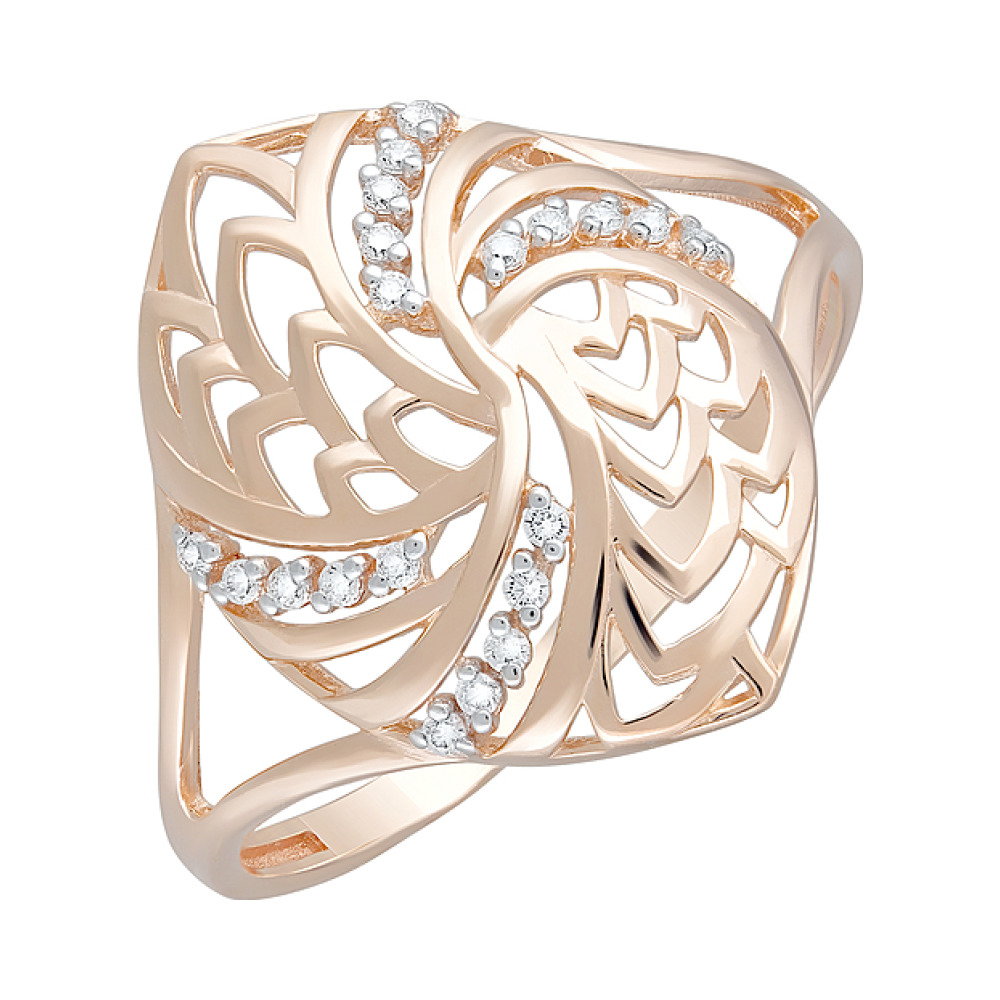 Золотое кольцо с фианитами № 124723