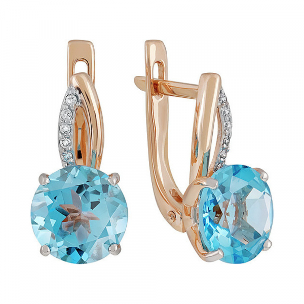 Золотые серьги с топазом и фианитом № 137543