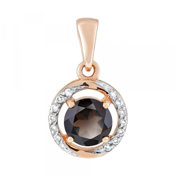 Золотая подвеска с раухтопазом и фианитом № 117931