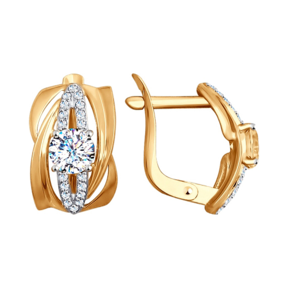 Золотые серьги с фианитом № 140940