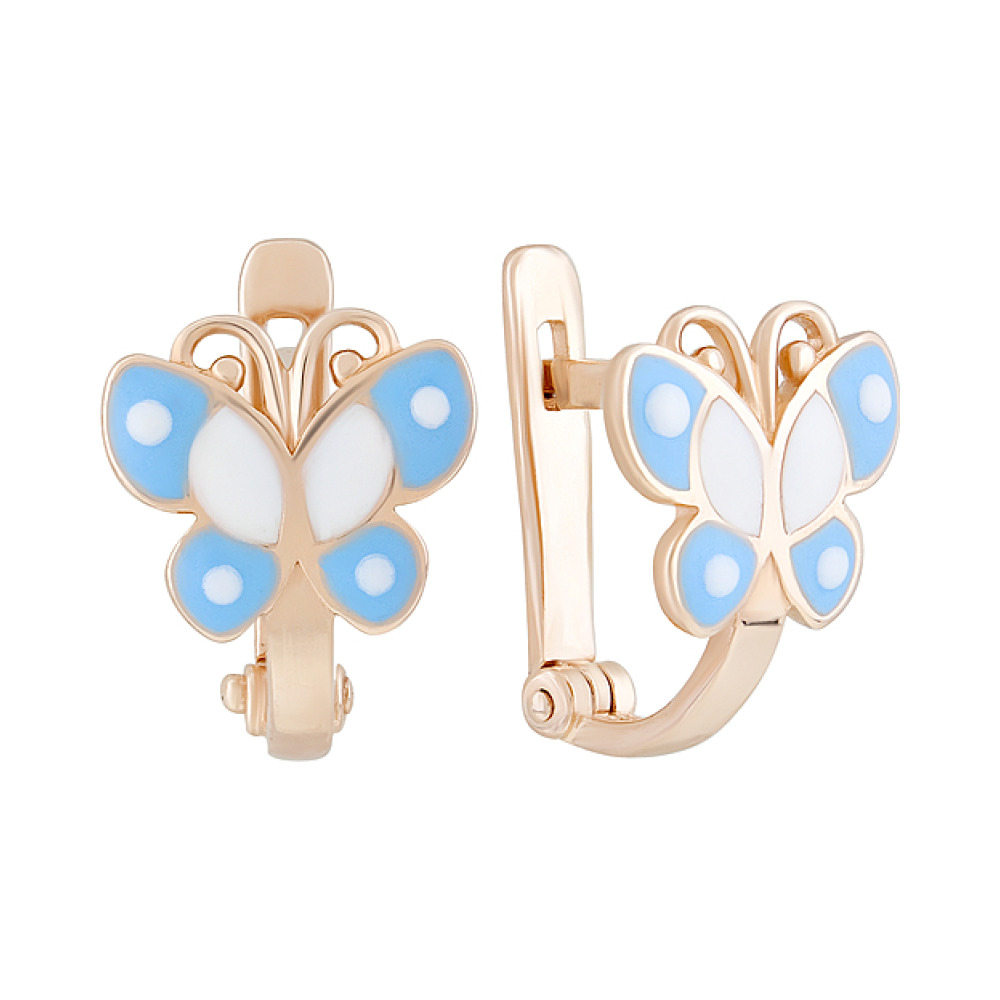 Золотые серьги с эмалью № 126787