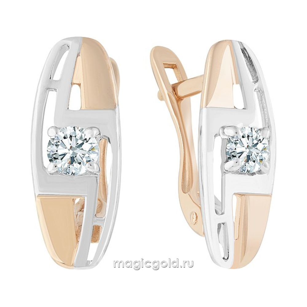 Золотые серьги с фианитом № 173388