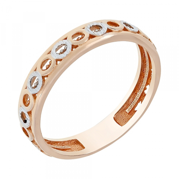 Золотое кольцо без камня с алмазкой № 77901