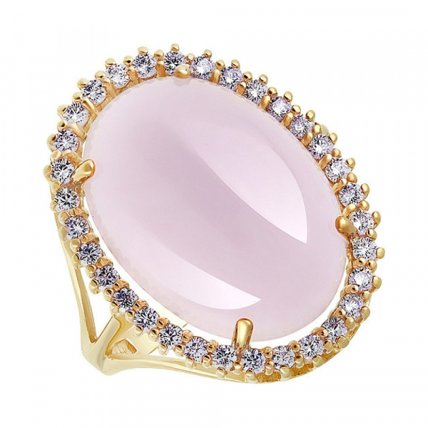 Серебряное кольцо с алпанитом и золотым покрытием № 132471