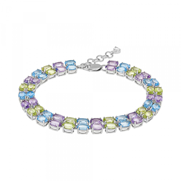 Серебряный браслет с полудраг. вставками и фианитом № 127945