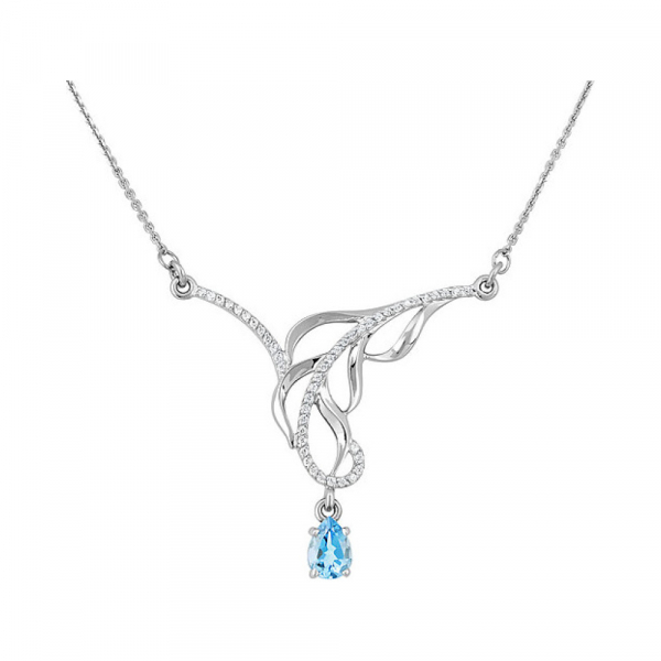 Серебряное колье с топазом и фианитом № 133198