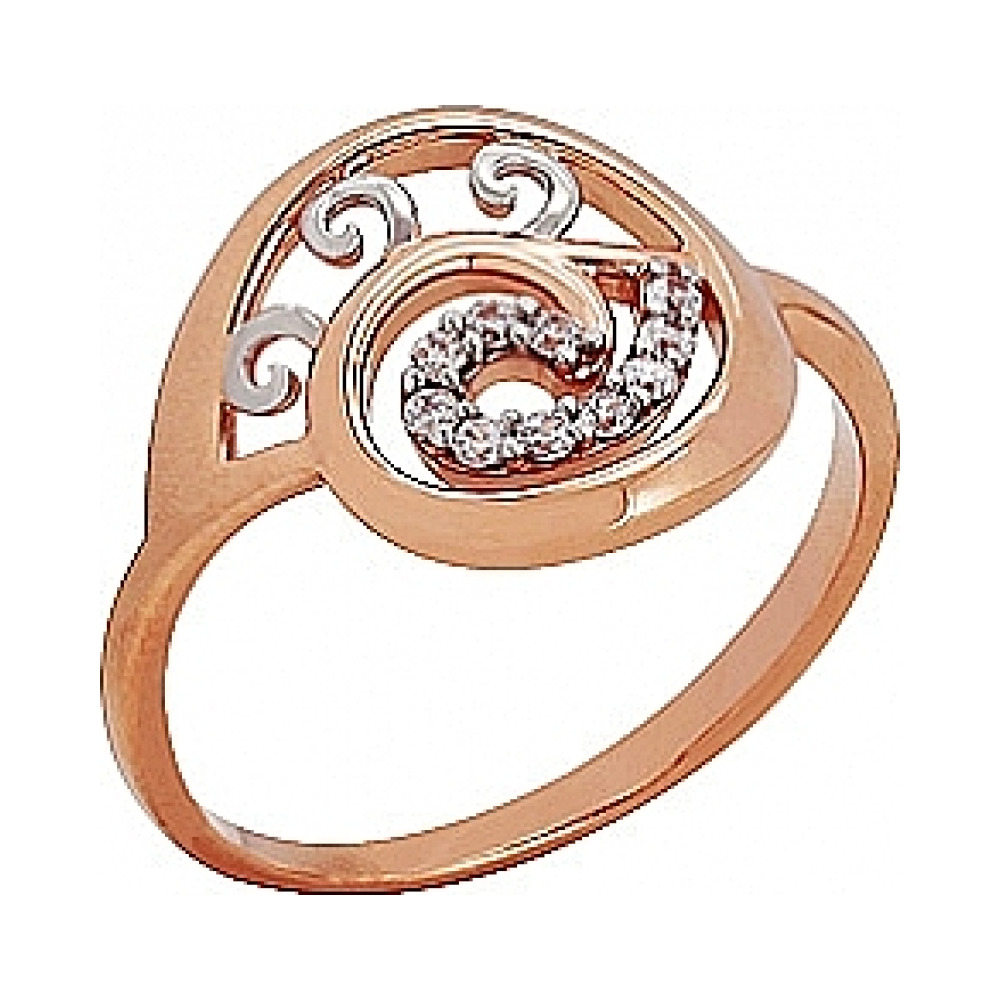 Золотое кольцо с фианитом № 74168