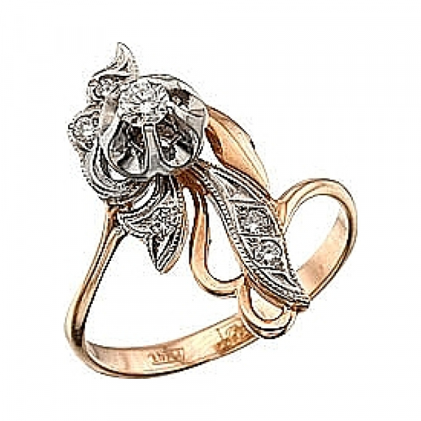 Золотое кольцо с бриллиантом № 4241