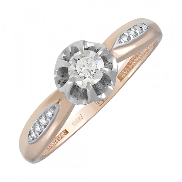 Золотое кольцо с бриллиантом № 127665