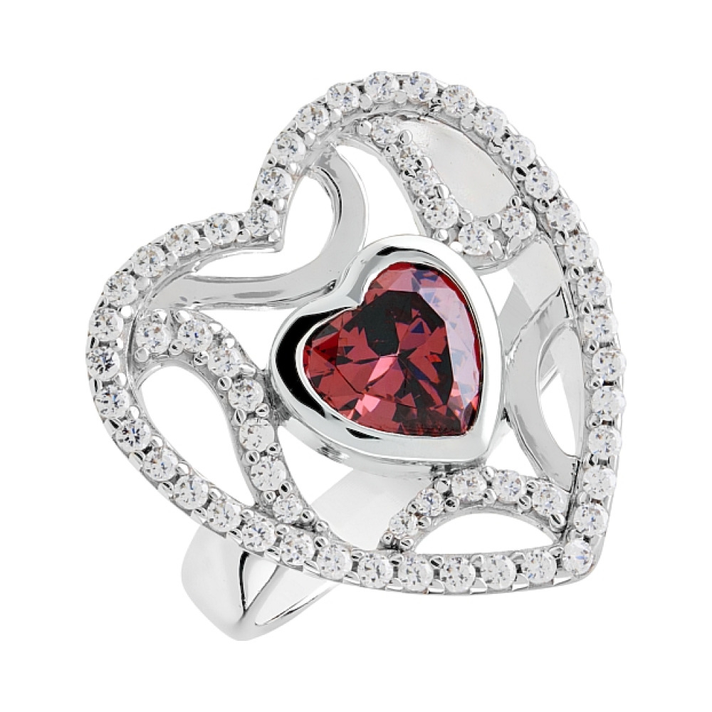 Серебряное кольцо с фианитом № 82783