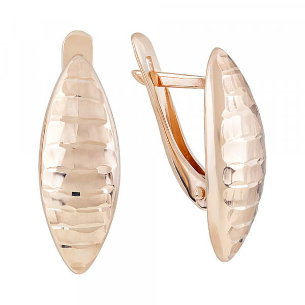 Золотые серьги без камня с алмазкой № 123993