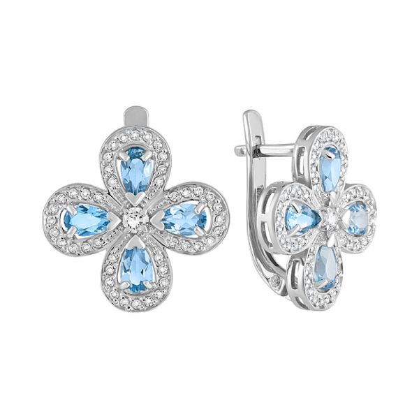 Золотые серьги с топазом и фианитом № 128484