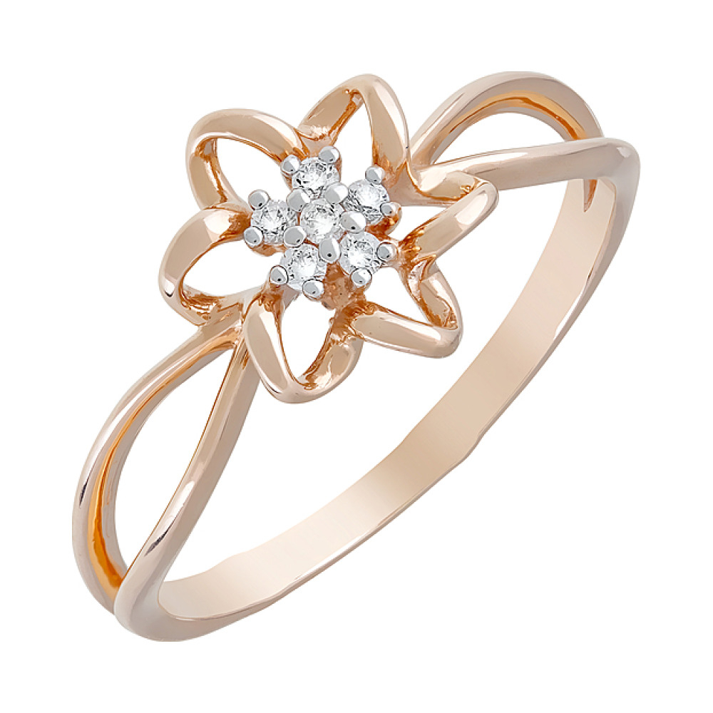 Золотое кольцо с фианитами № 101834