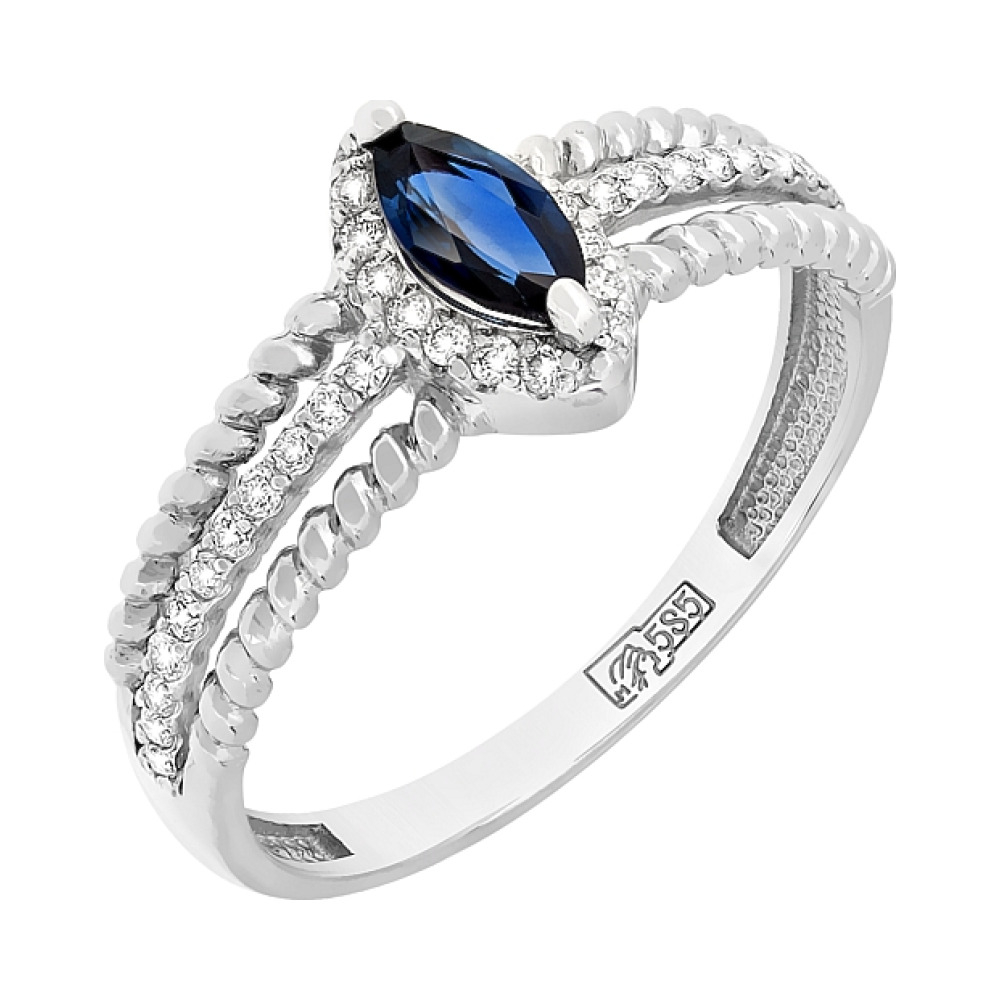 Золотое кольцо с бриллиантом и сапфиром № 118294