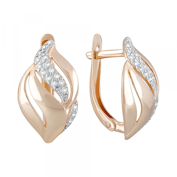 Золотые серьги с фианитами № 123487