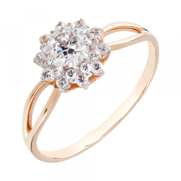 Золотое кольцо с фианитами № 111276