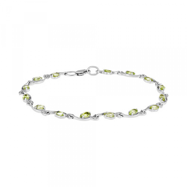 Серебряный браслет с хризолитом и фианитом № 134142