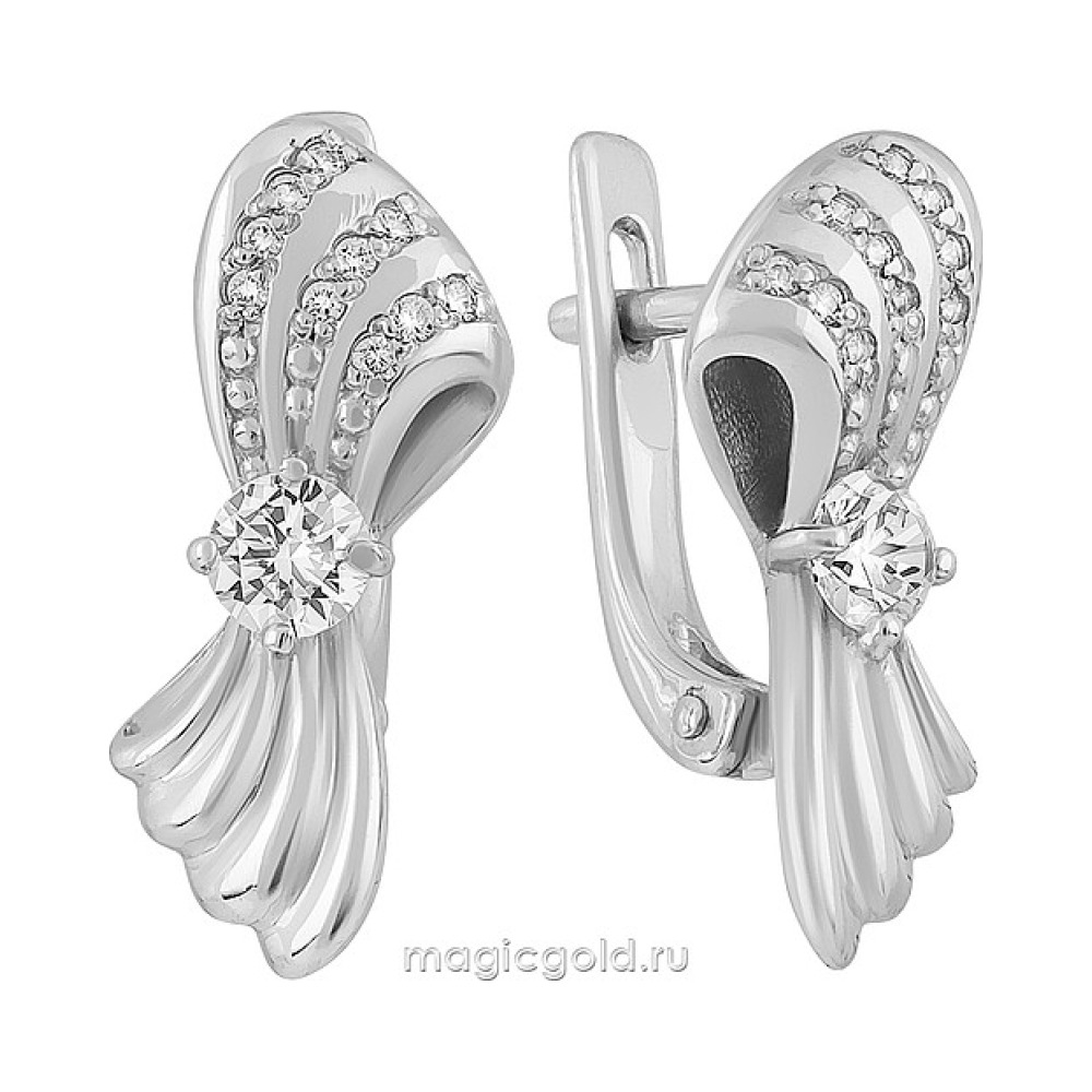 Серебряные серьги с фианитом № 140171