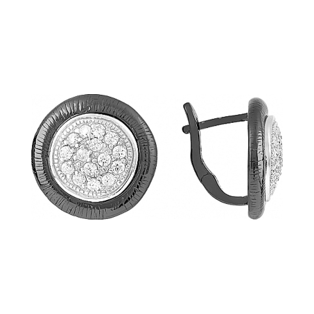 Серебряные серьги с фианитом № 114272