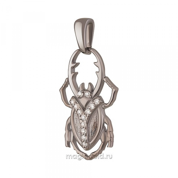 Серебряная подвеска с фианитом и черным покрытием № 163090