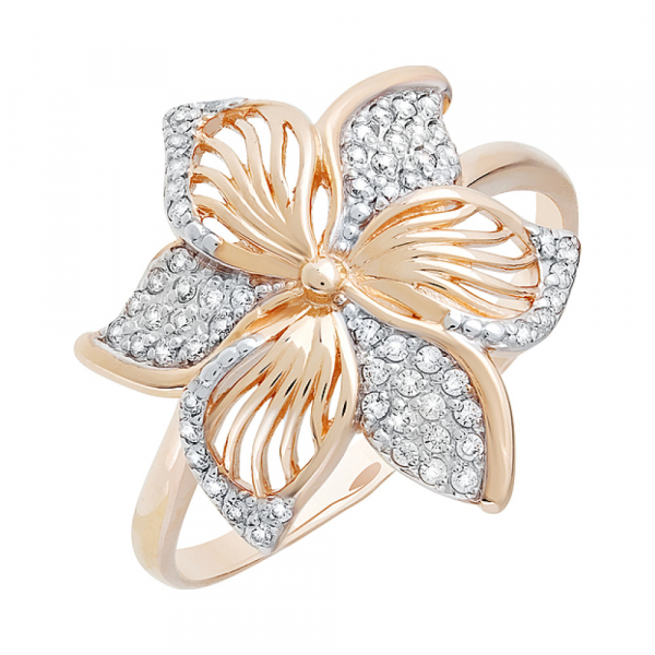 Золотое кольцо с фианитом № 129821