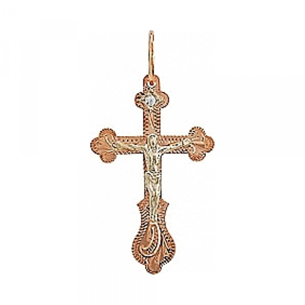 Крест с ручной разгравировкой и фианитом № 78327
