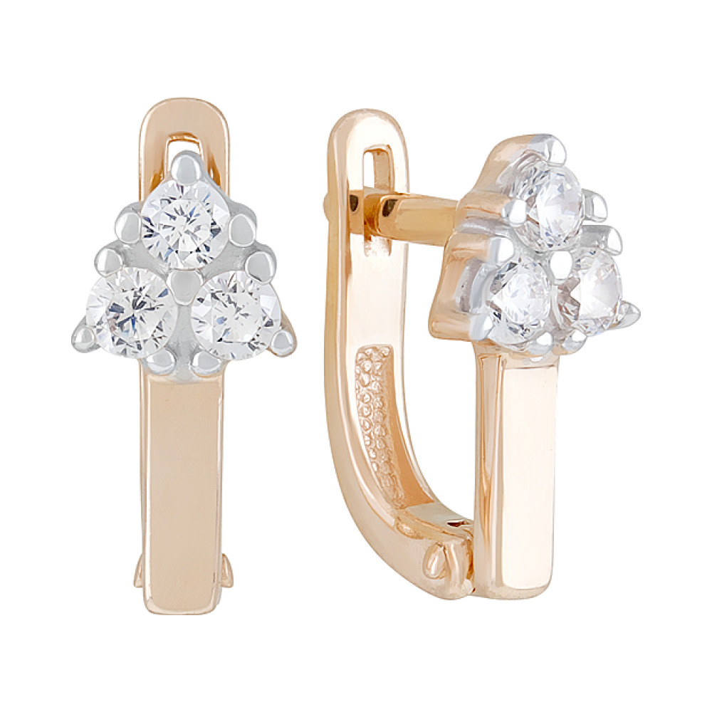 Золотые серьги с фианитами № 127579