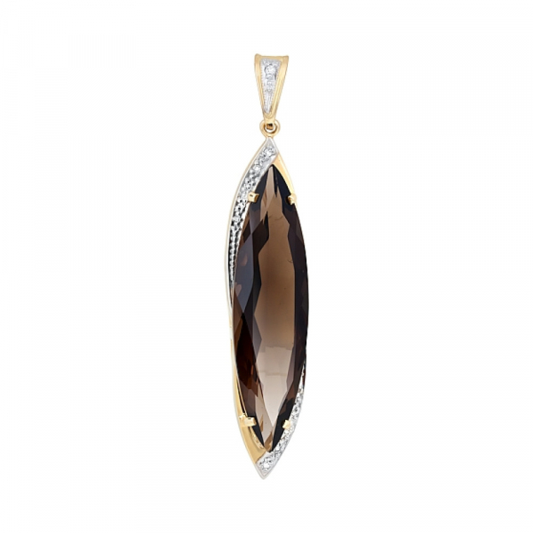 Золотая подвеска с бриллиантом и раухтопазом № 106576