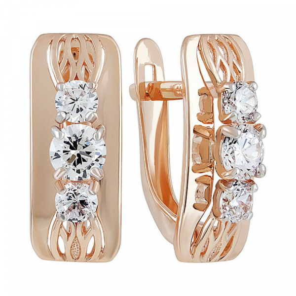 Золотые серьги с фианитом № 138048