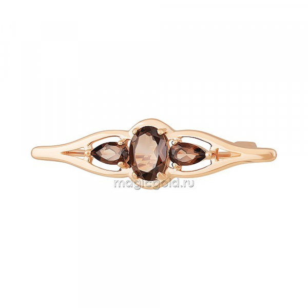 Золотая брошь с раухтопазом  № 164259