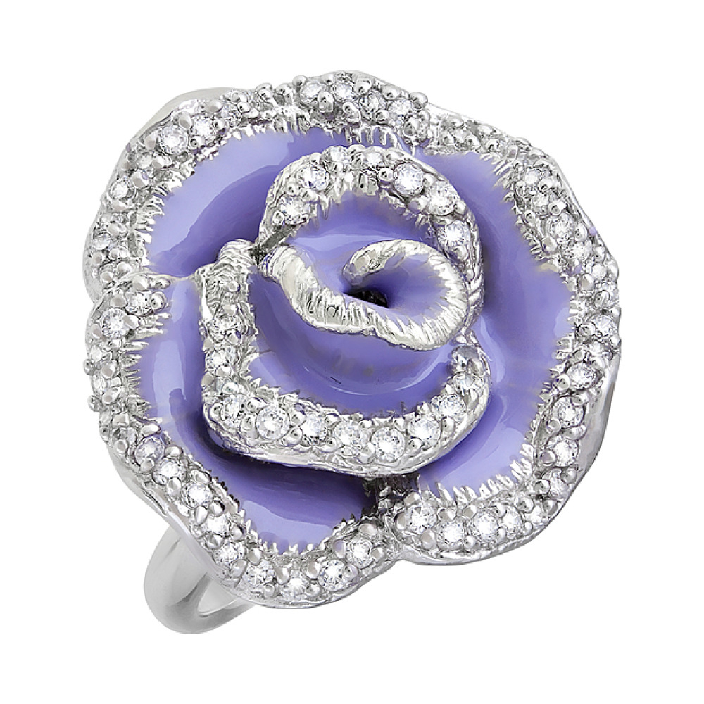 Серебряное кольцо с фианитом и эмалью № 106291