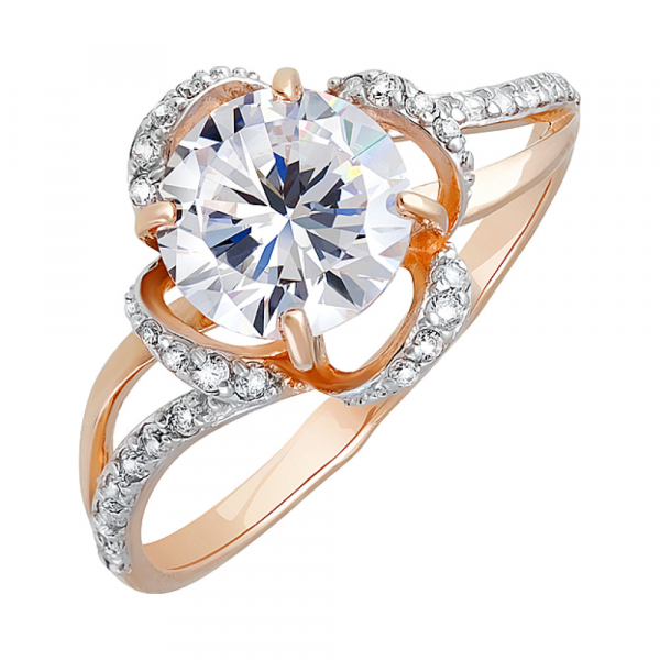 Золотое кольцо с фианитами № 132009