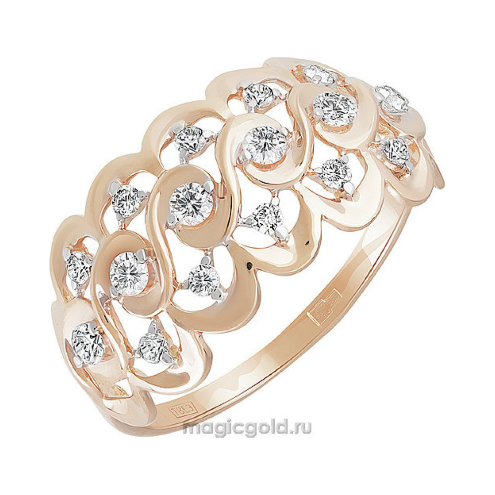 Золотое кольцо с фианитом № 155784