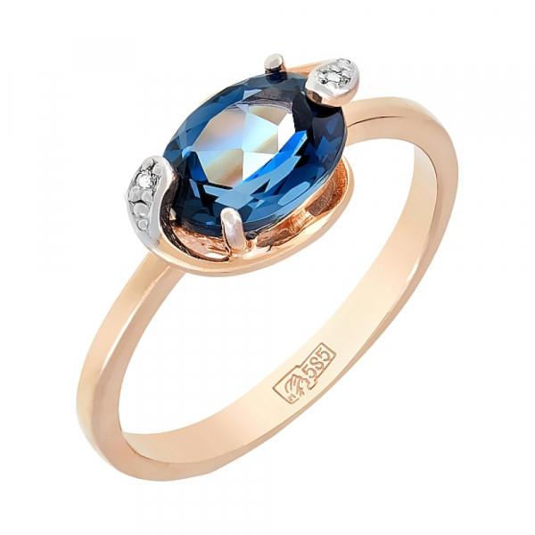 Золотое кольцо с топазом и фианитом № 113929
