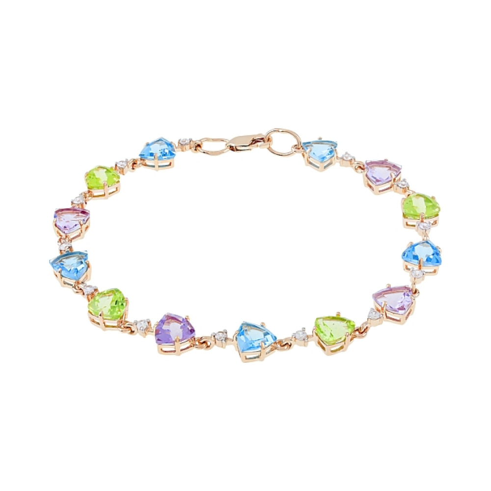 Золотой браслет с полудрагоценными вставками № 112338