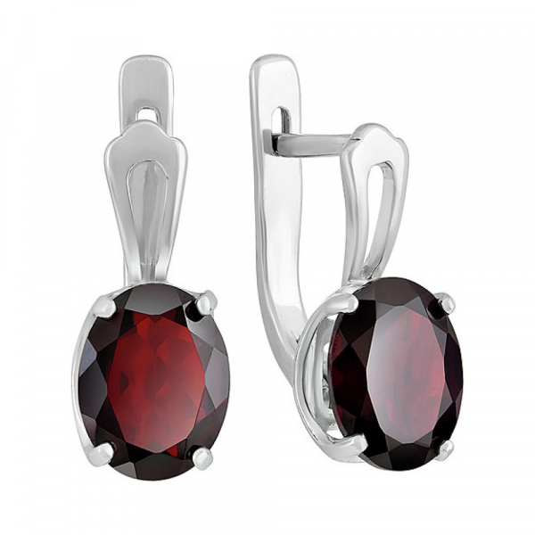 Серебряные серьги с гранатом № 132022