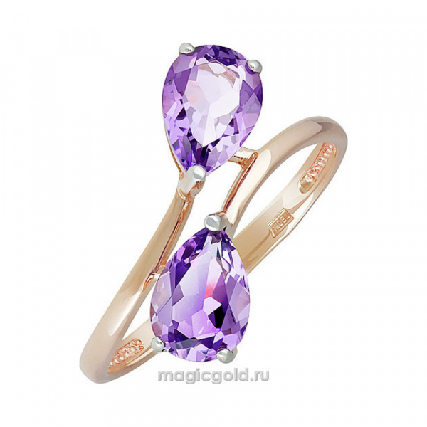 Золотое кольцо с аметистом № 139060