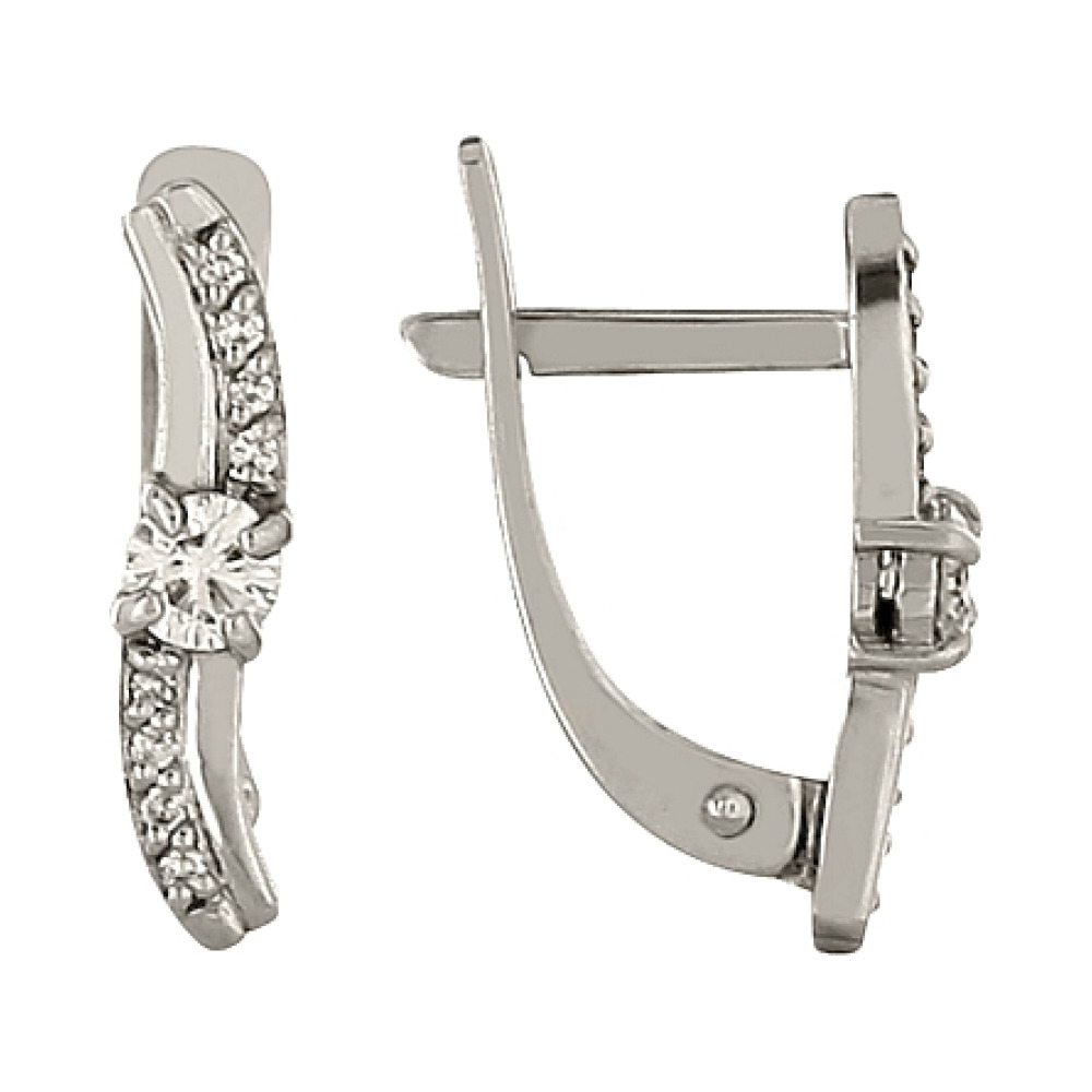 Золотые серьги с бриллиантом № 94890