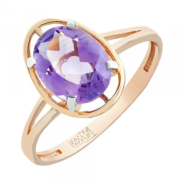 Золотое кольцо с аметистом № 110861