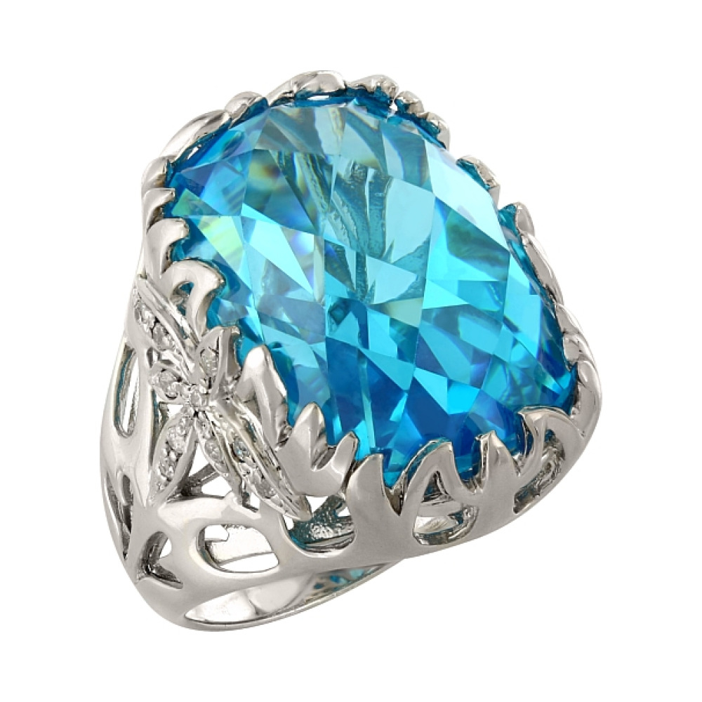 Серебряное кольцо с фианитом № 83799