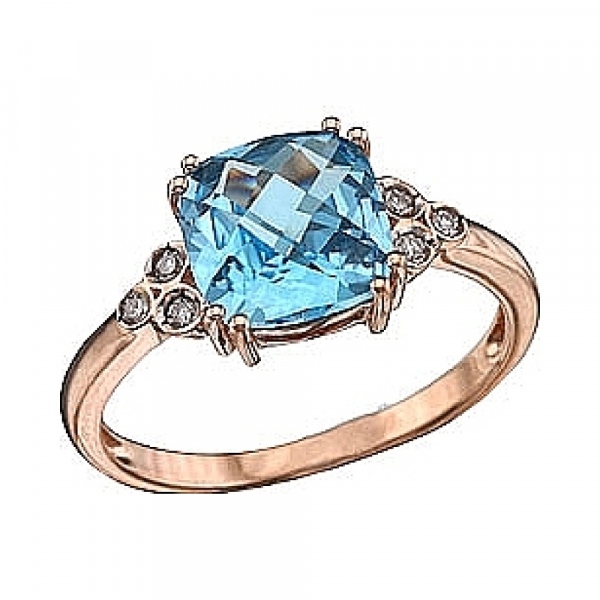 Золотое кольцо с бриллиантом и топазом № 40041