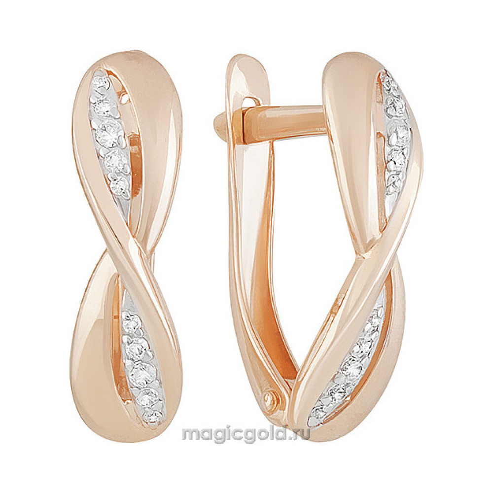 Золотые серьги с фианитом № 160258