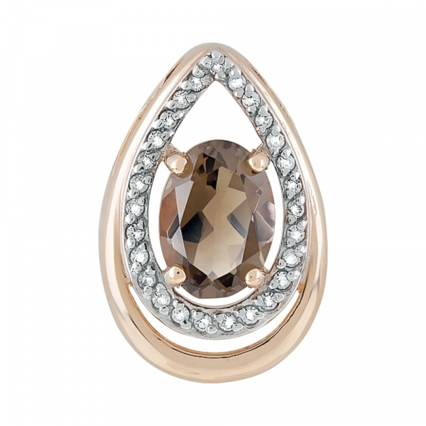 Золотая подвеска с раухтопазом и фианитом № 119320